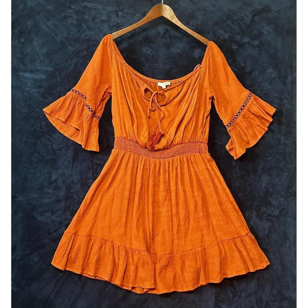Baltic Born Magnolia Off Shoulder Peasant Dress Size‎ L Rust Medieval Festival